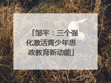 邹平：三个强化激活青少年思政教育新动能