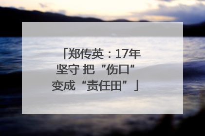 郑传英：17年坚守 把“伤口”变成“责任田”