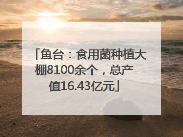 鱼台：食用菌种植大棚8100余个，总产值16.43亿元