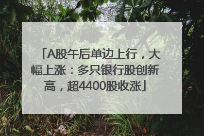 A股午后单边上行，大幅上涨：多只银行股创新高，超4400股收涨