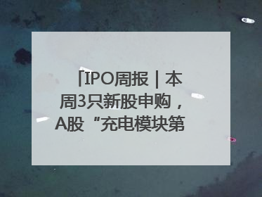 IPO周报｜本周3只新股申购，A股“充电模块第一股”来了